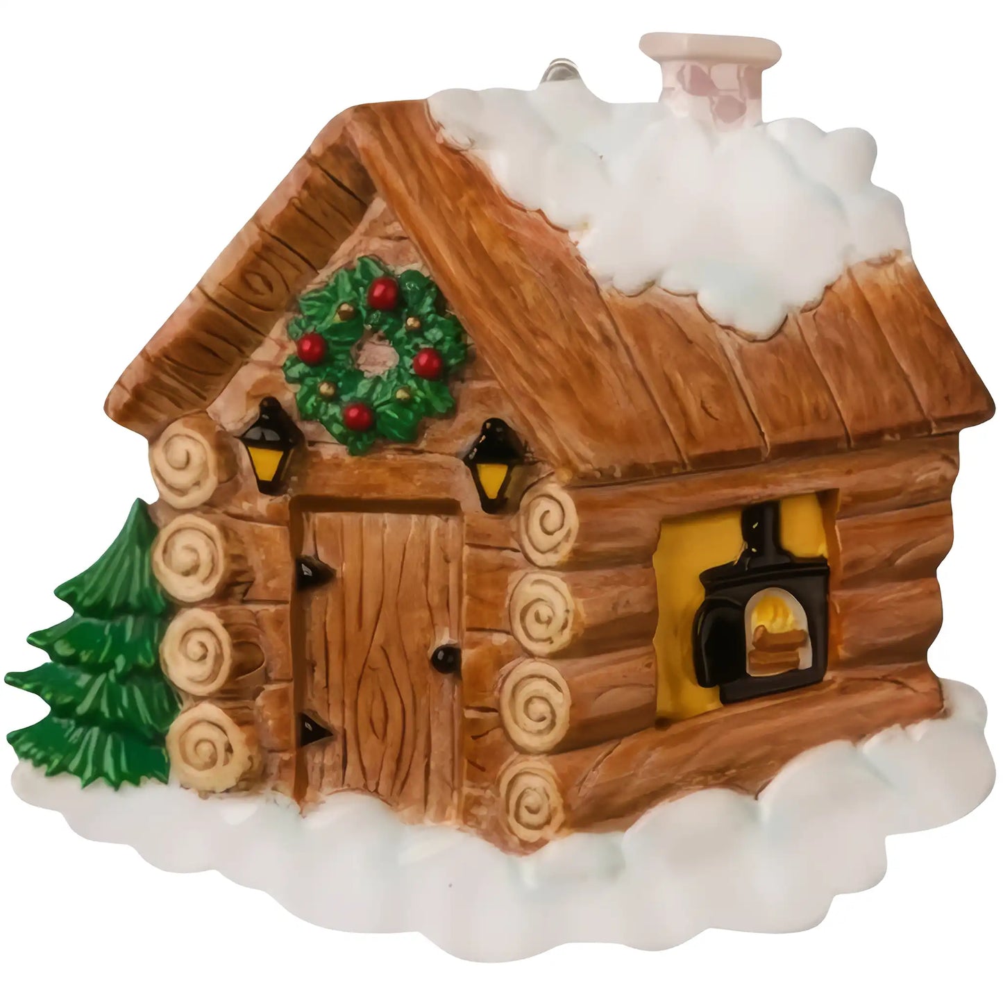 Log Winter Cabin Christmas Ornament