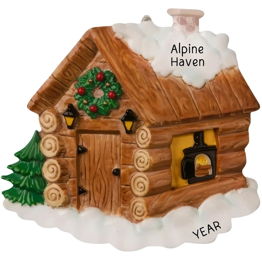 Log Winter Cabin Christmas Ornament