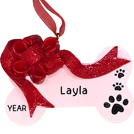 Dog Bone With Ribbon Christmas Ornament