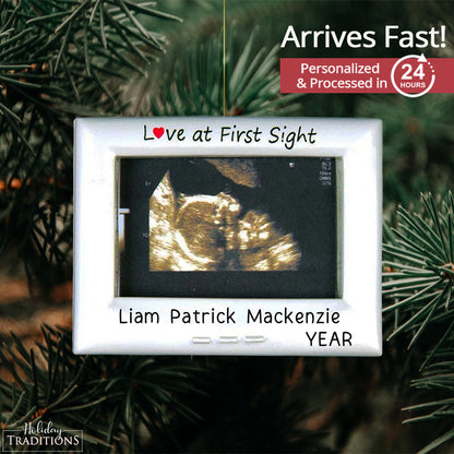 New Baby Ultrasound Picture Frame Christmas Ornament