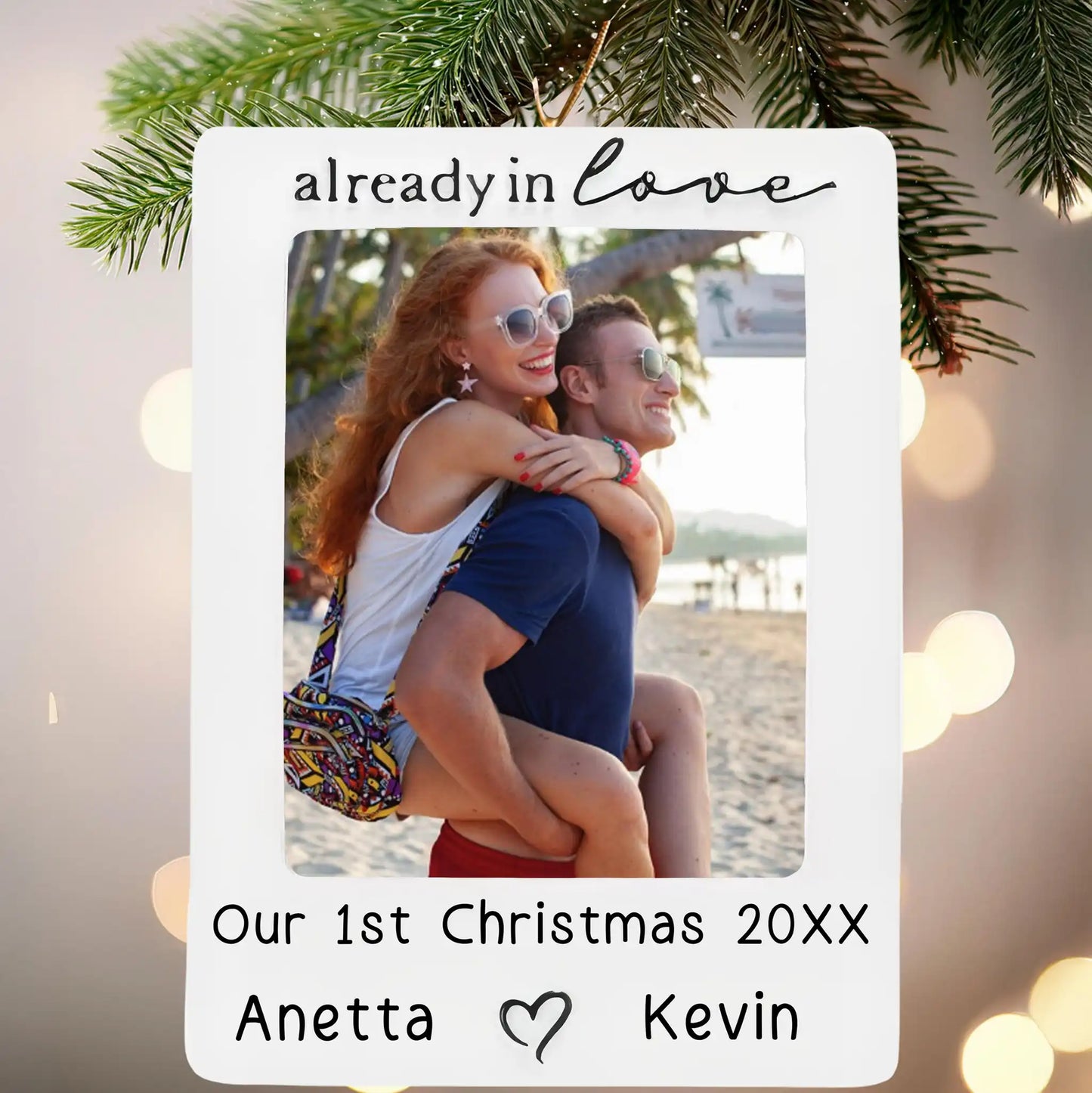 Couple In Love Picture Frame Personalized Ornament