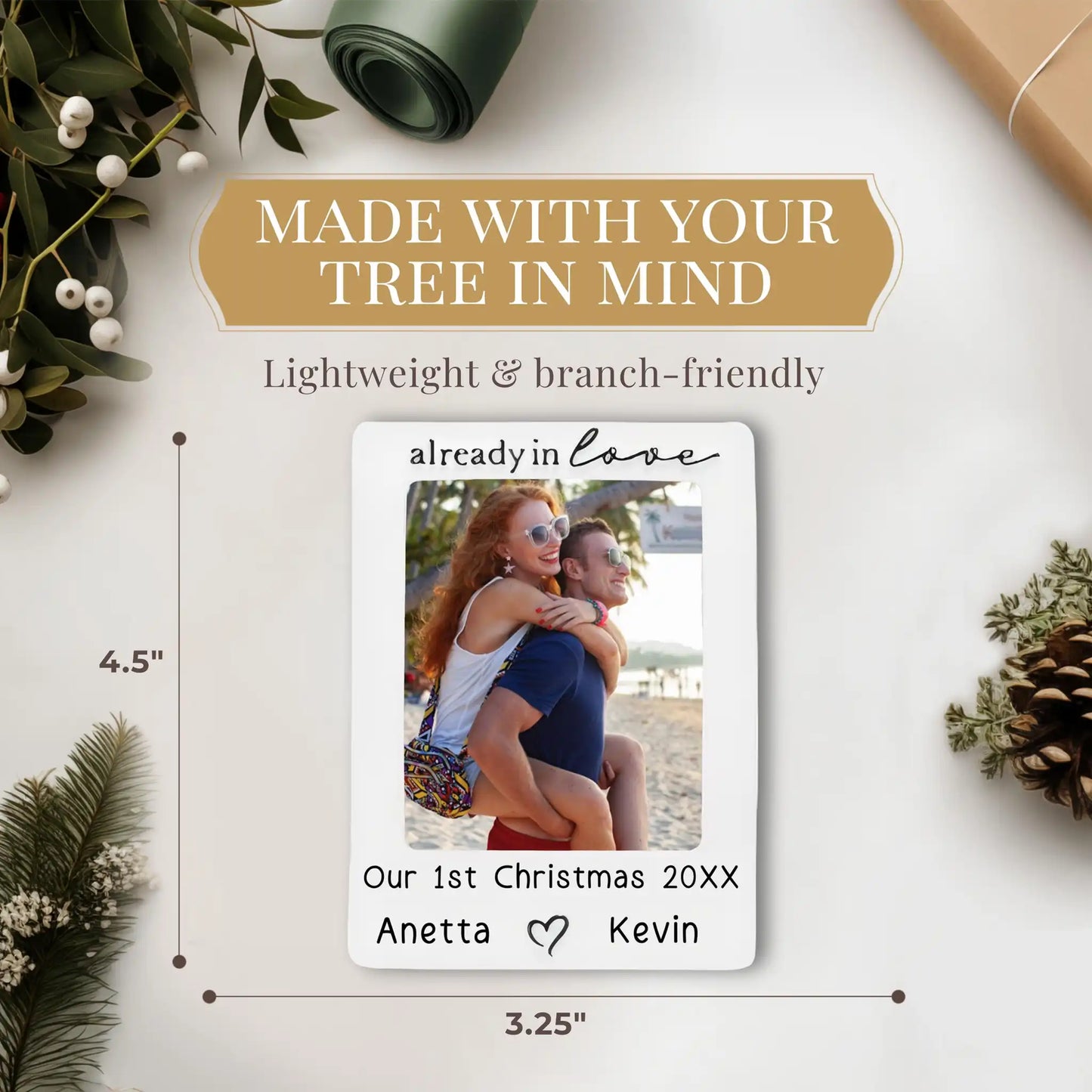 Couple In Love Picture Frame Personalized Ornament