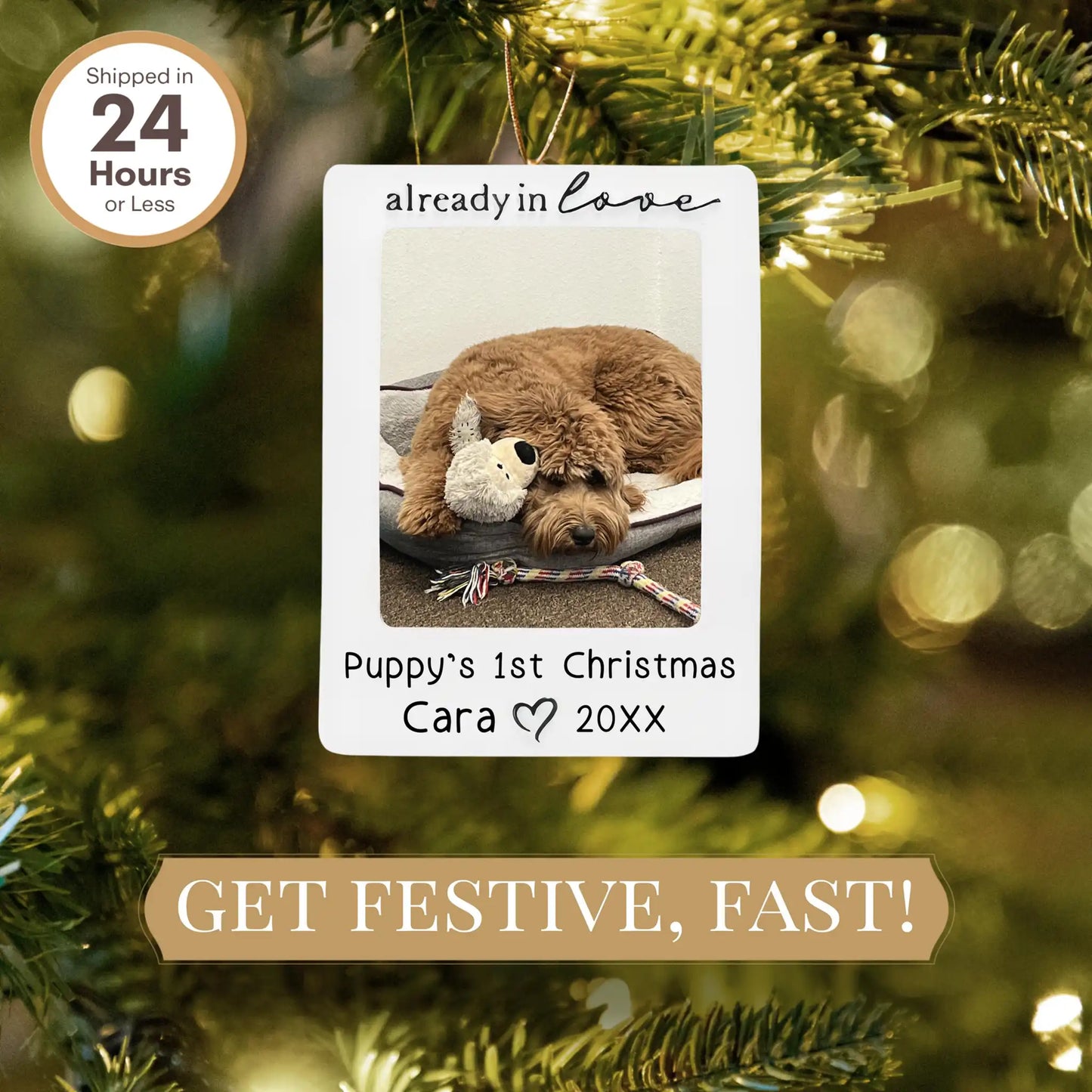 Puppy Dog Picture Frame Personalized Ornament