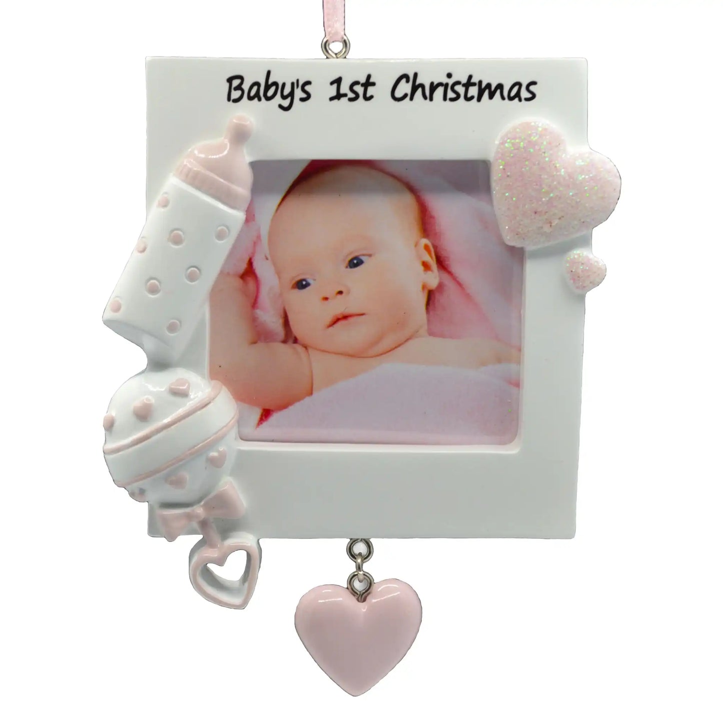 Baby's First Picture Frame Christmas Ornament - Pink