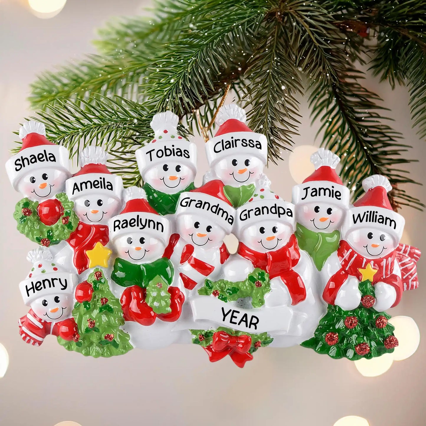 Snowman Family of 10 Christmas Ornament