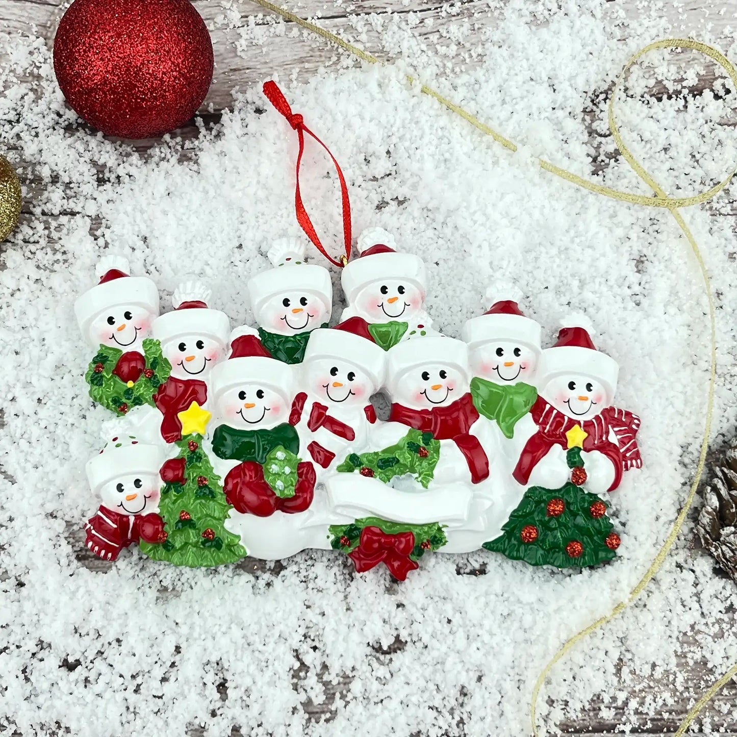 Snowman Family of 10 Christmas Ornament