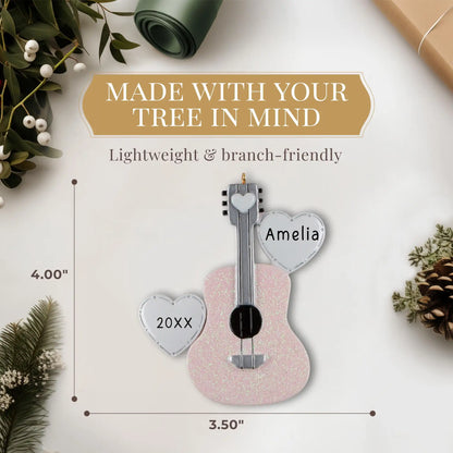 Adorno personalizado con purpurina de guitarra rosa