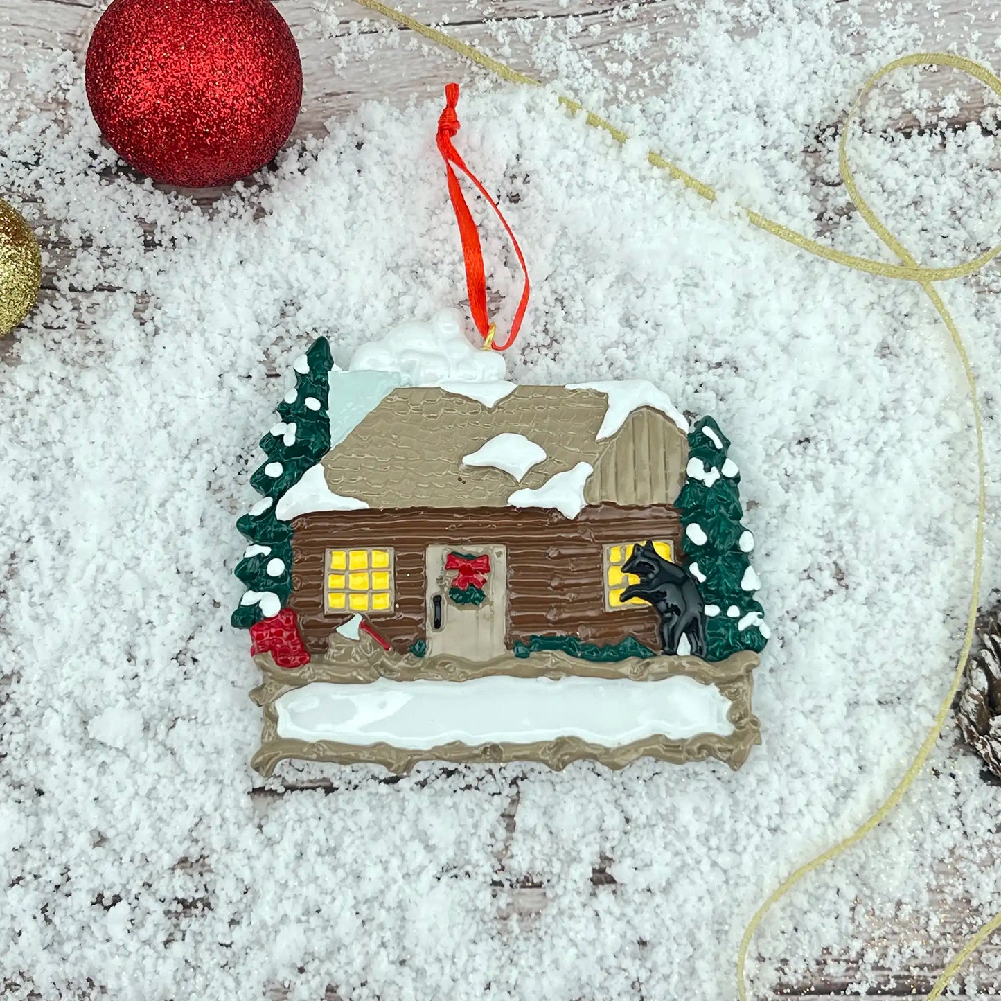 Log Cabin Personalized Ornament