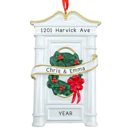 White Door Christmas Ornament - New Home