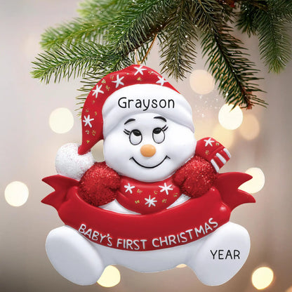 Red Baby's 1st Christmas Snowman Personalized Ornaments