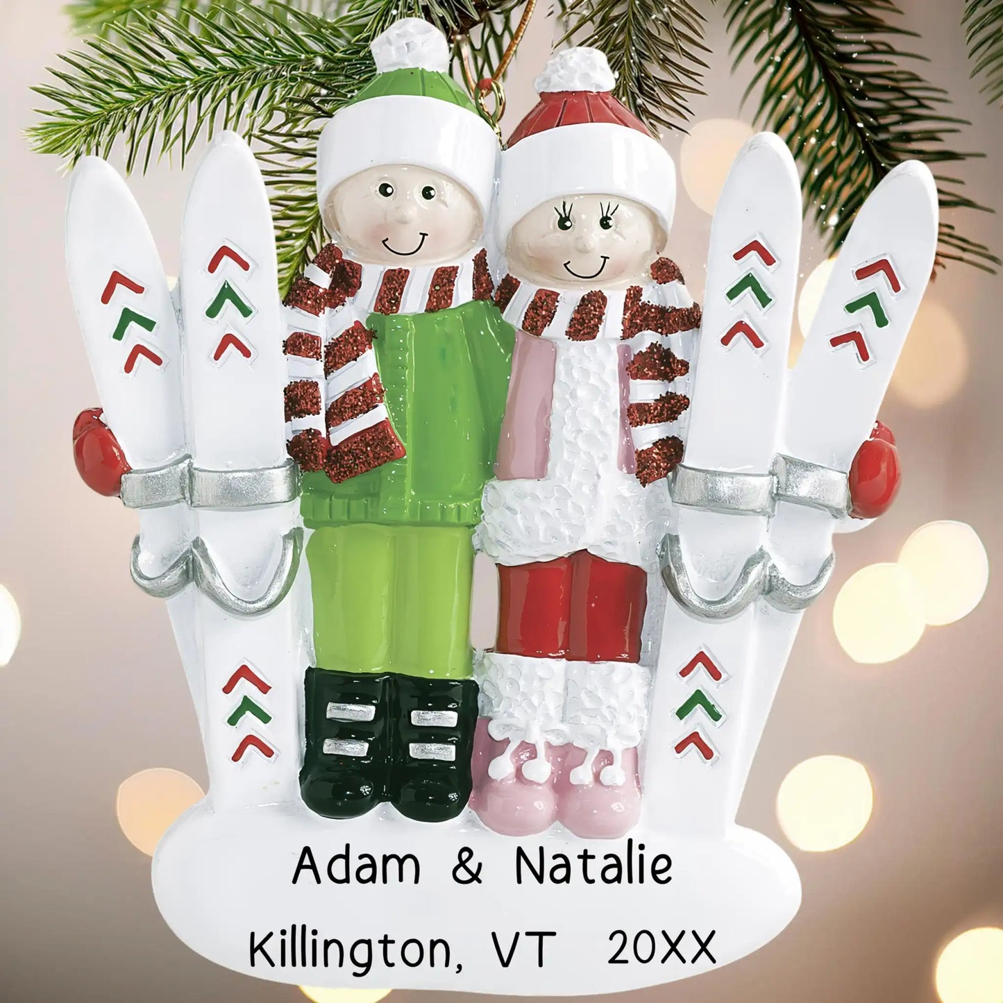 Ski Couple Christmas Ornament