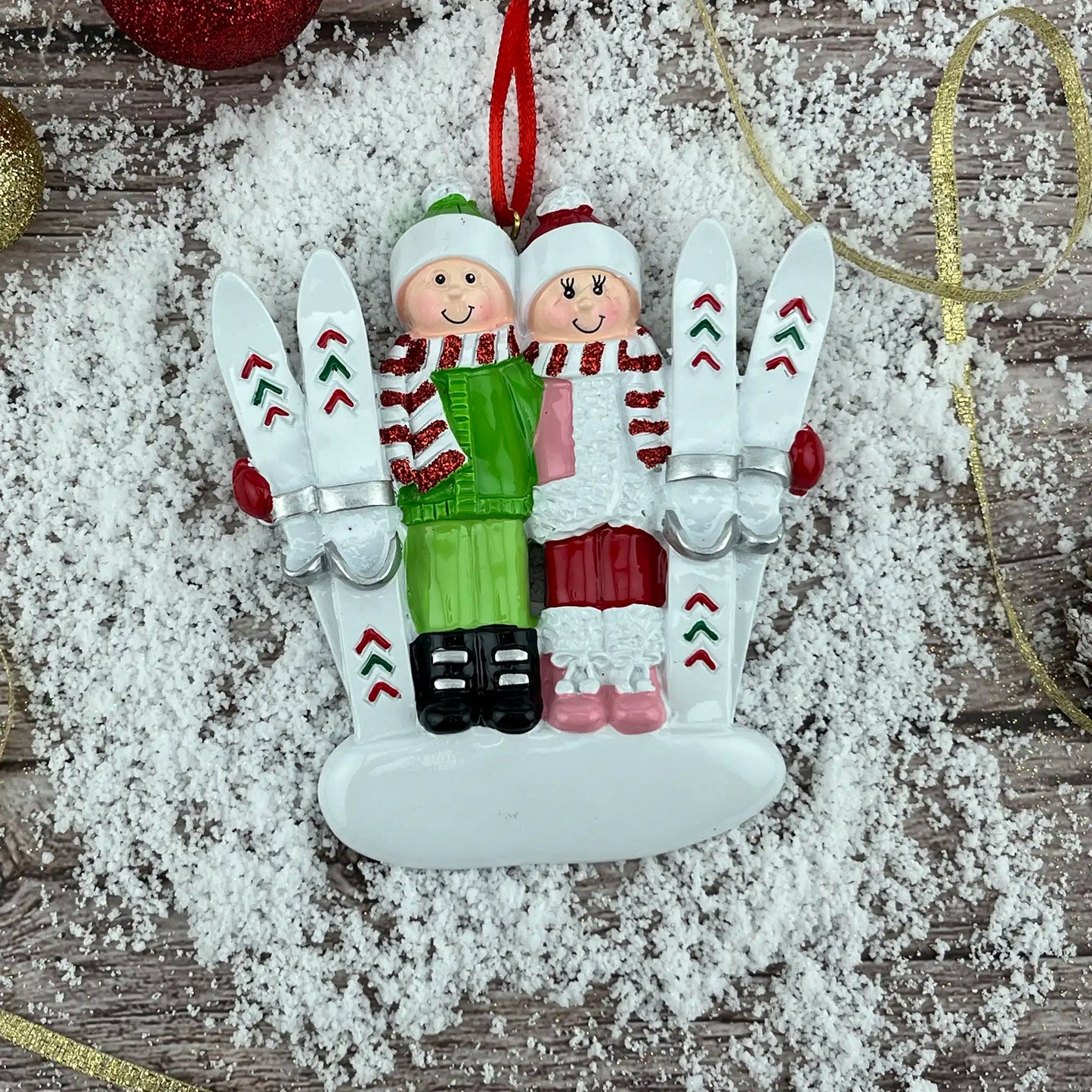 Ski Couple Christmas Ornament