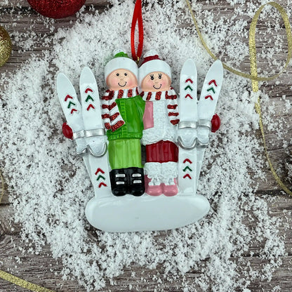 Ski Couple Christmas Ornament