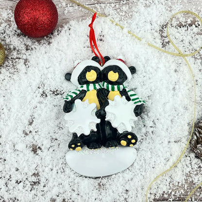 Adorno navideño de pareja de osos negros 