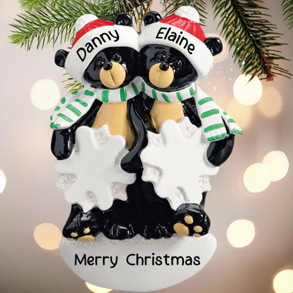 Adorno navideño de pareja de osos negros 