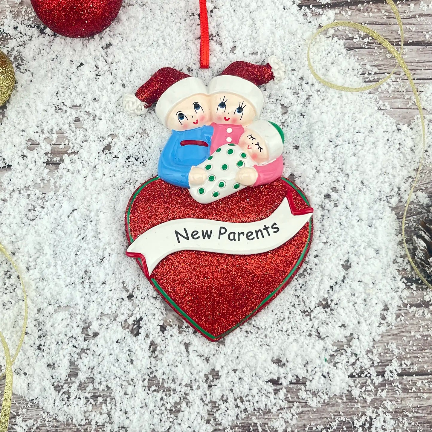 Adorno navideño para nuevos padres 