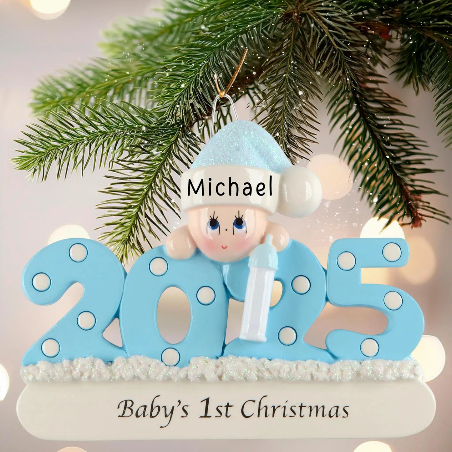 Baby Boy 1st Christmas 2025 Personalized Ornament