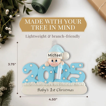 Baby Boy 1st Christmas 2025 Personalized Ornament