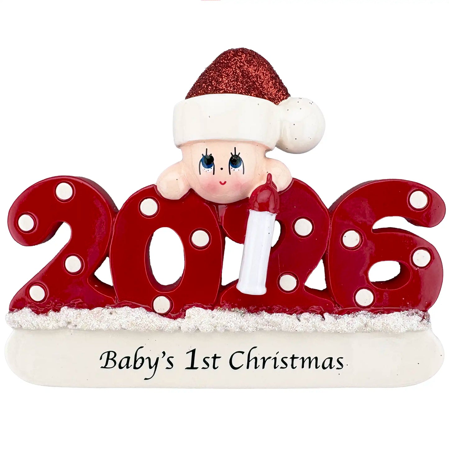 Baby 1st Christmas 2026 Personalized Ornament - Red