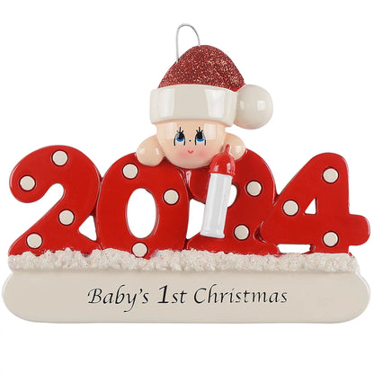 Baby's First Christmas Ornament 2024 - Red