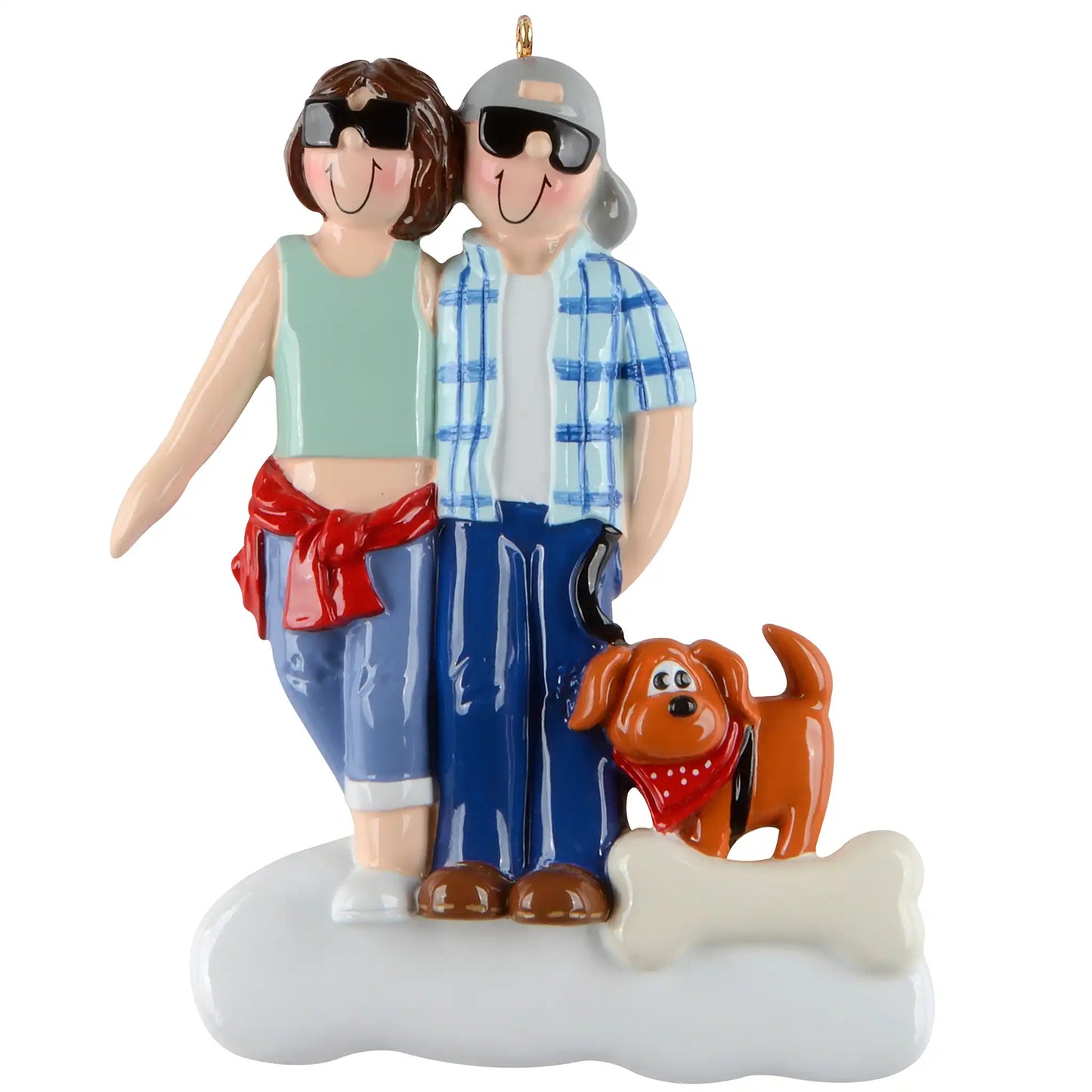 Cool Couple with Brown Dog Personalized Ornament