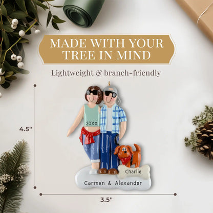 Cool Couple with Brown Dog Personalized Ornament