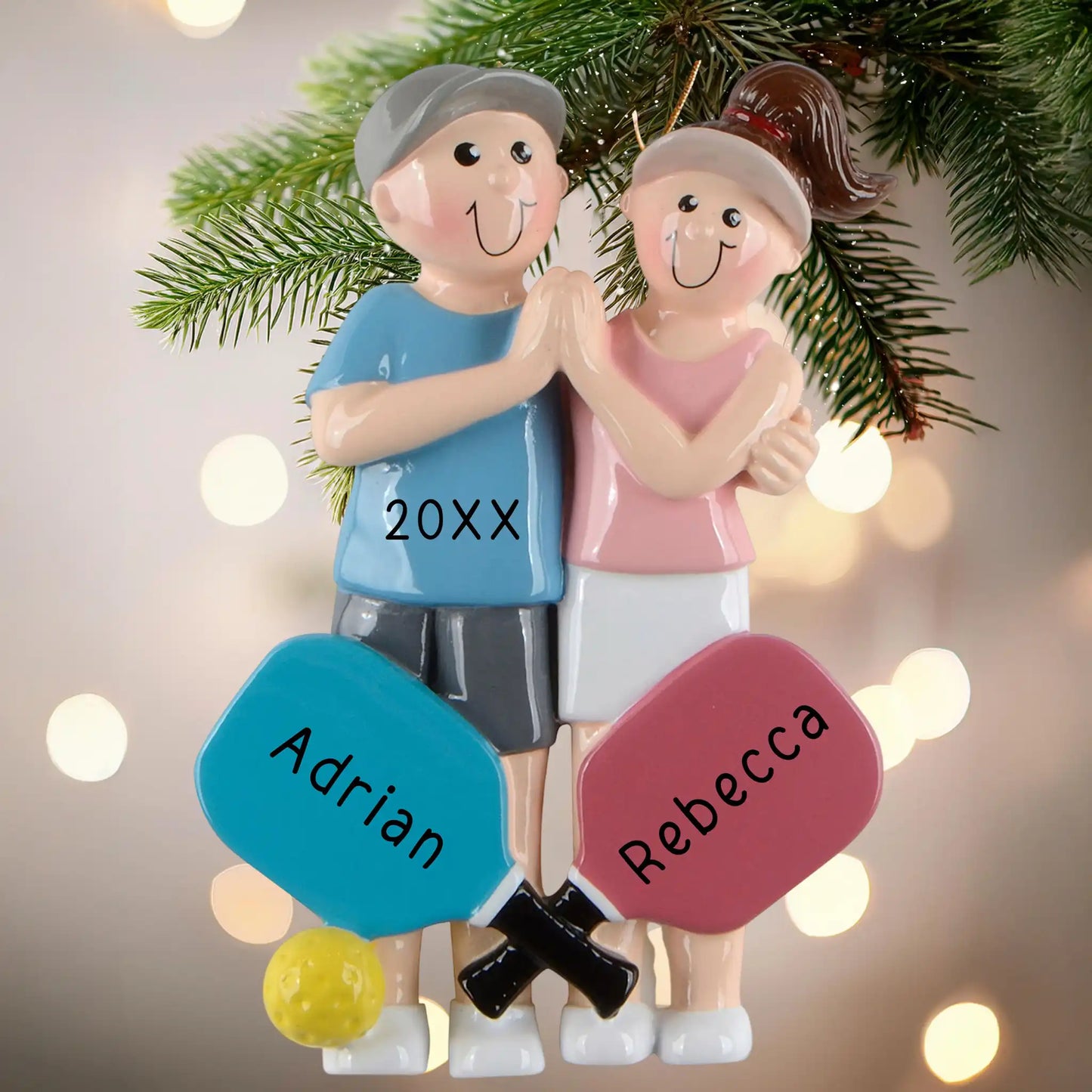 Pickleball Couple Personalized Ornament