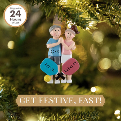Pickleball Couple Personalized Ornament