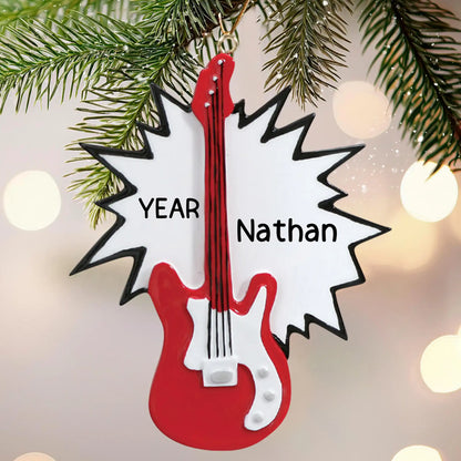 Adorno navideño de guitarra eléctrica