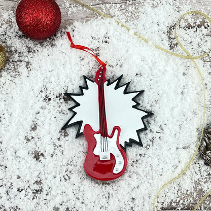 Adorno navideño de guitarra eléctrica