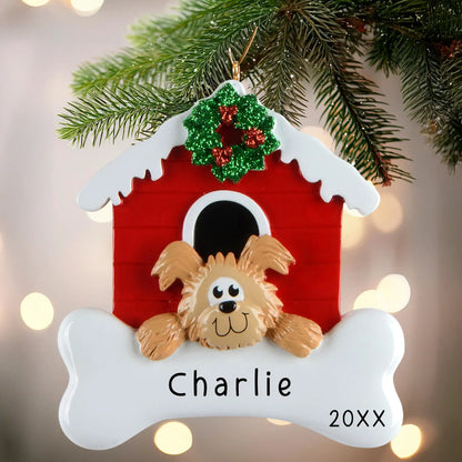 Brown Dog House Personalized Ornament