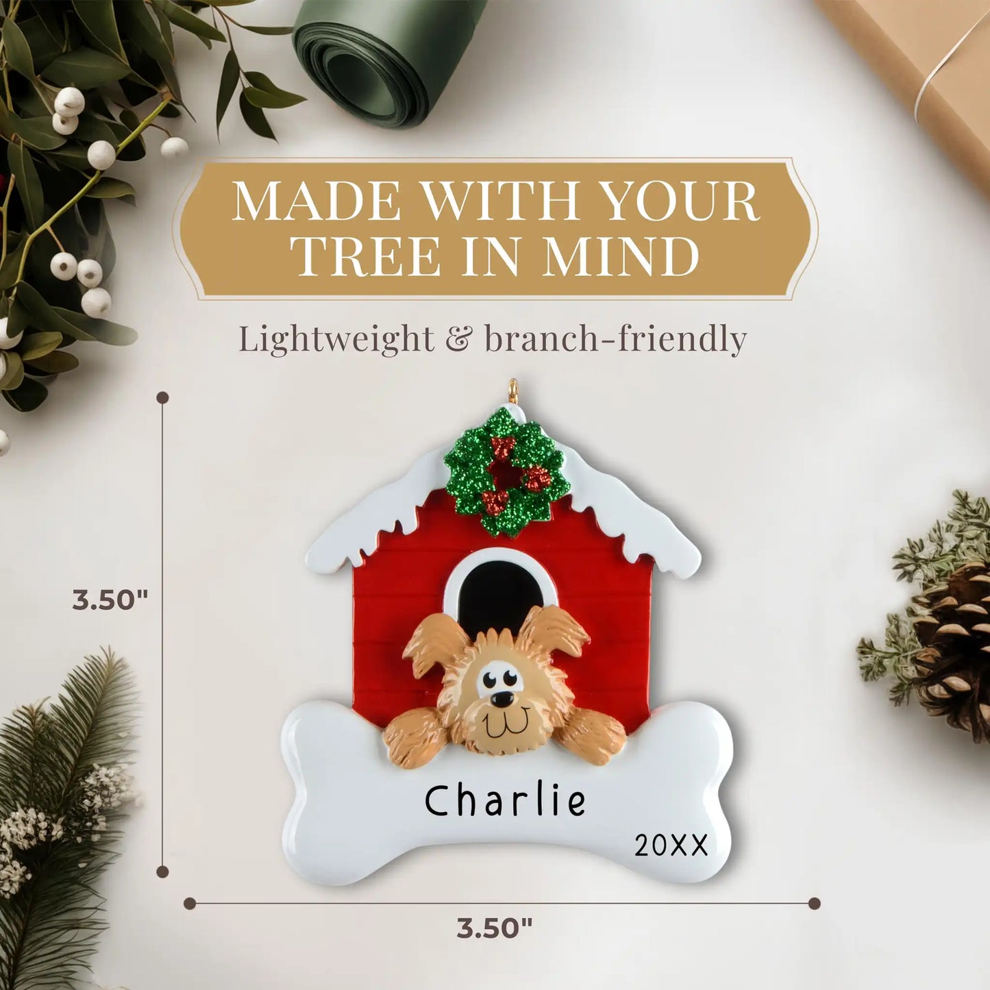 Brown Dog House Personalized Ornament