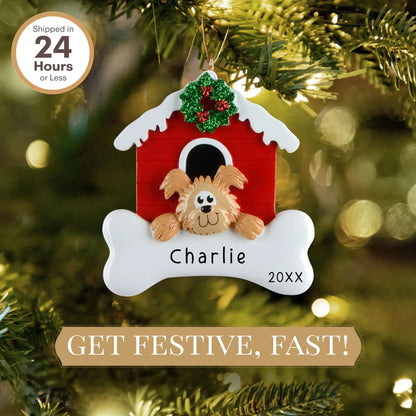Brown Dog House Personalized Ornament