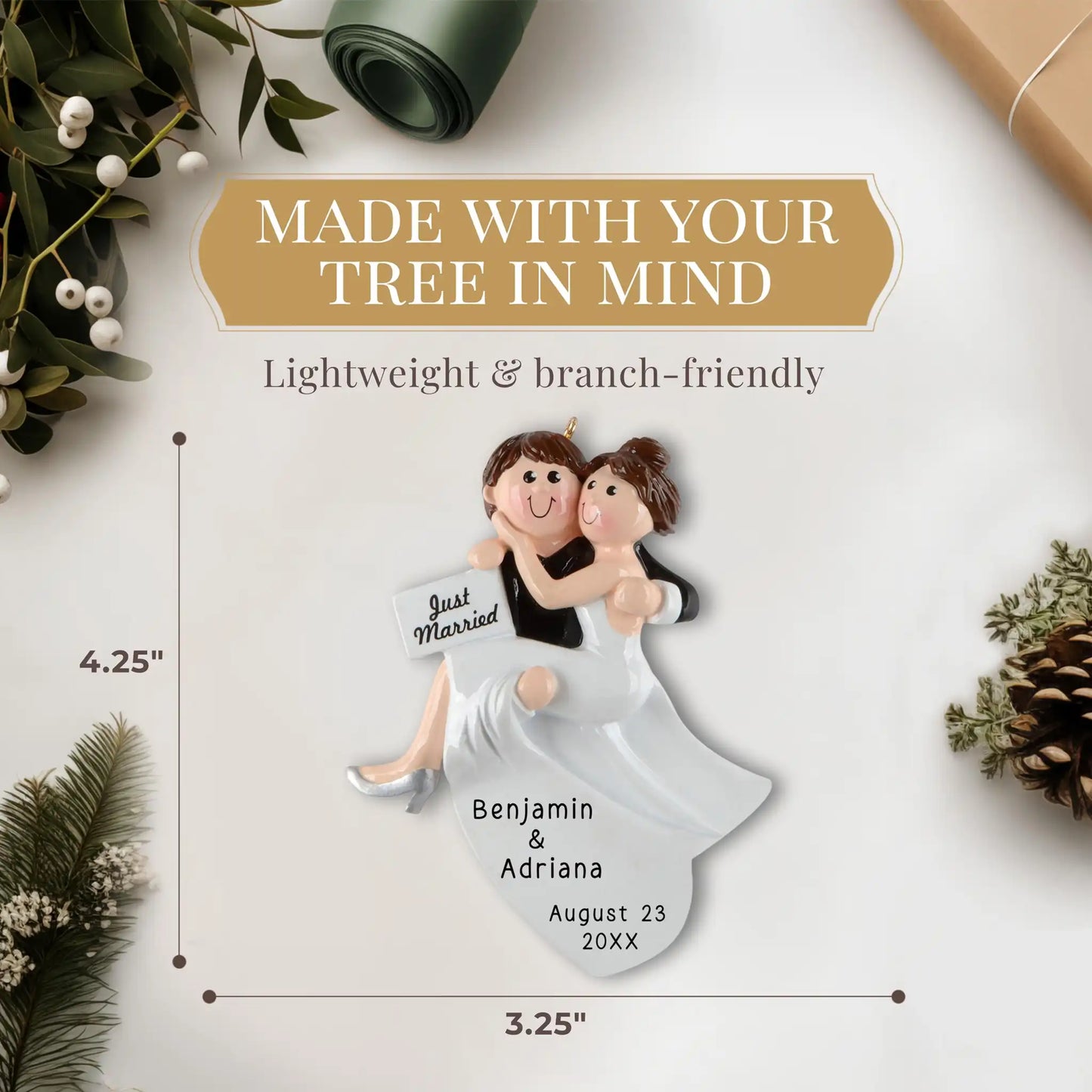 Adorno personalizado para novios recién casados