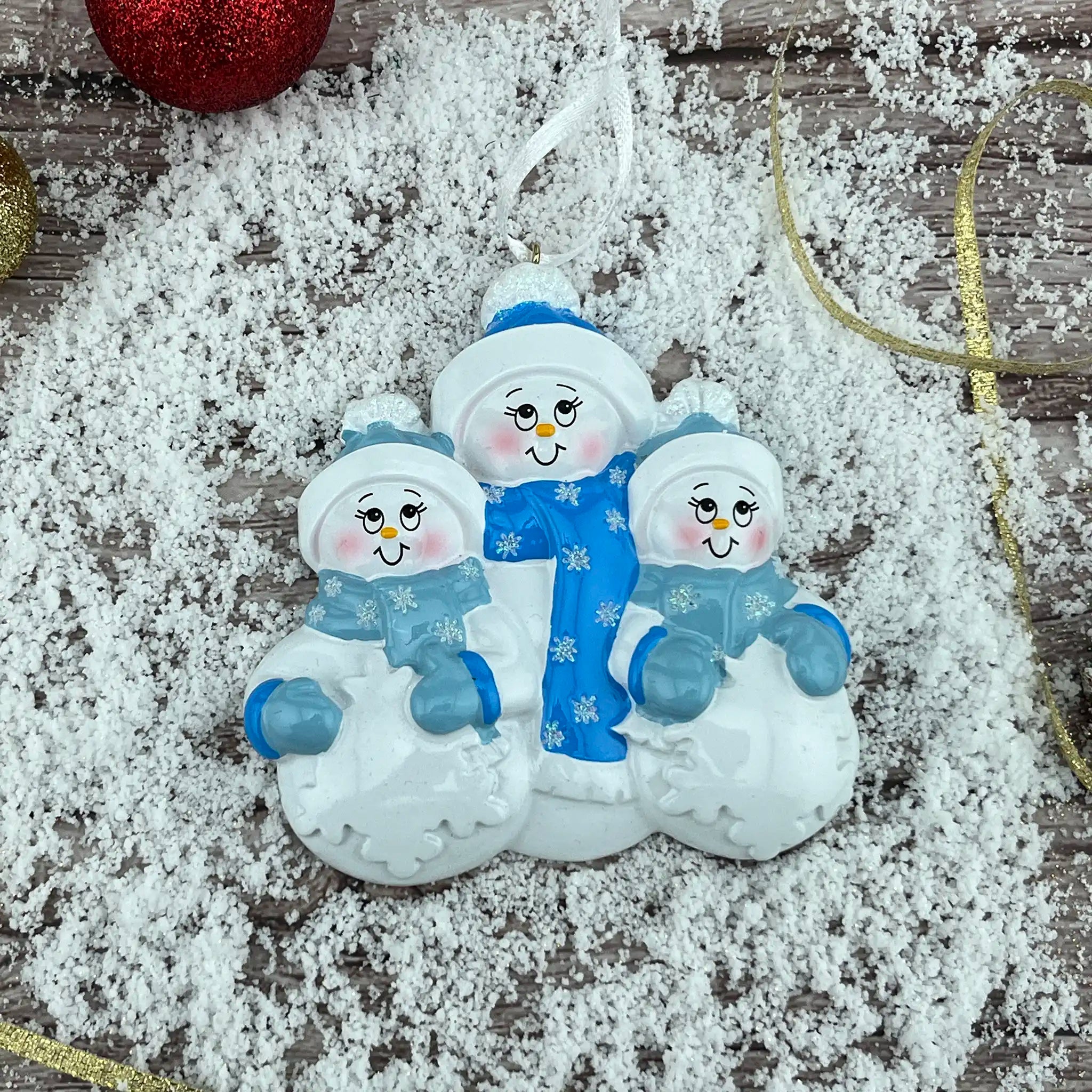 Snowman Family of 2 Personalized Christmas Ornamen, Resin Snowflake Family Default Title