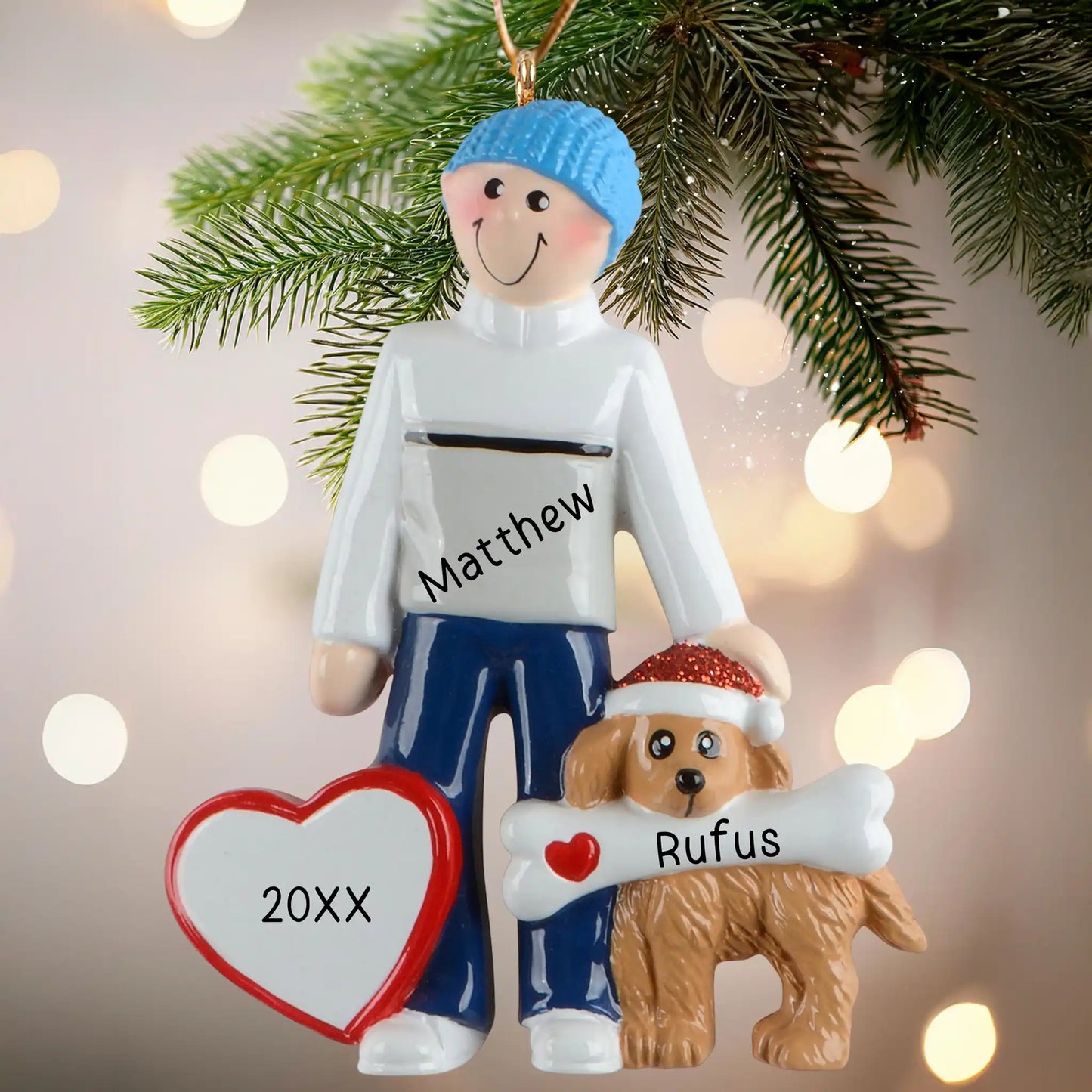 Man With Dog Personalized Ornament