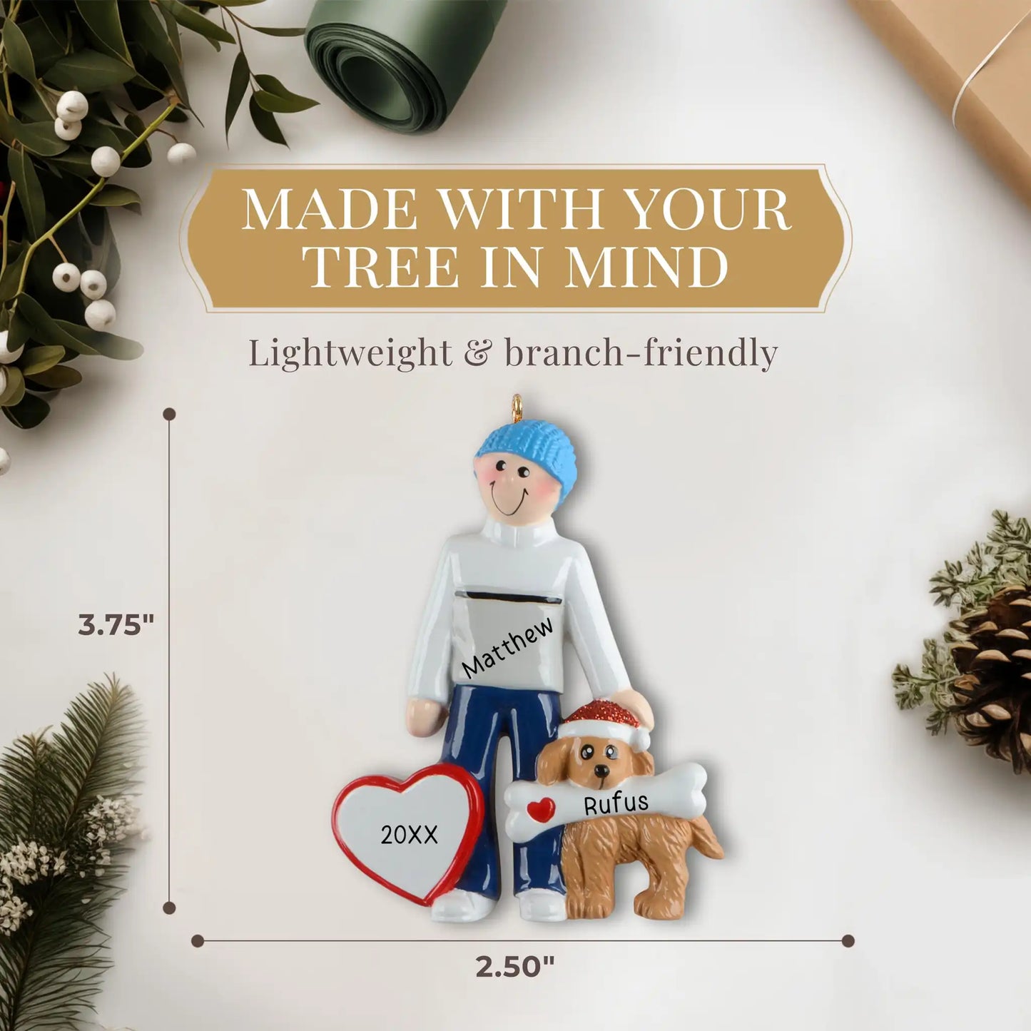 Man With Dog Personalized Ornament