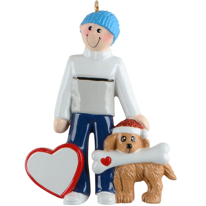 Man With Dog Personalized Ornament