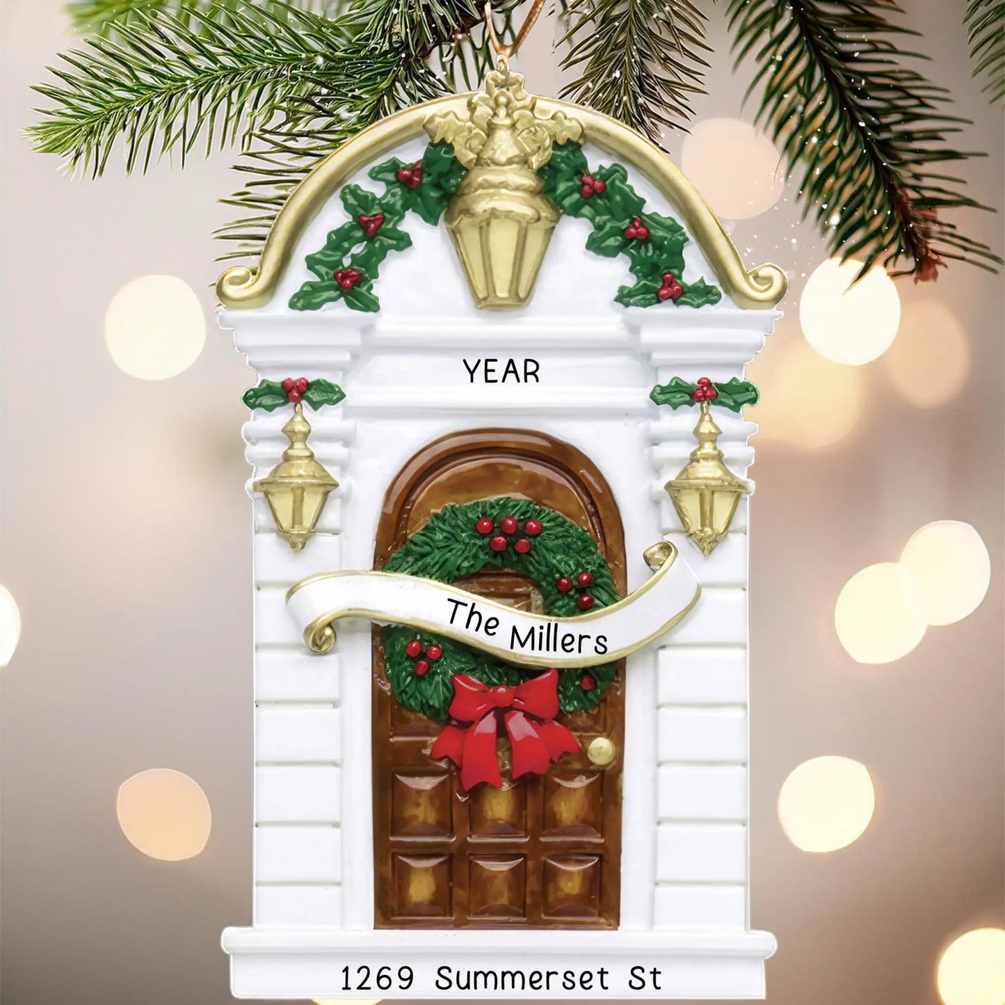 Brown House Door Personalized Ornament