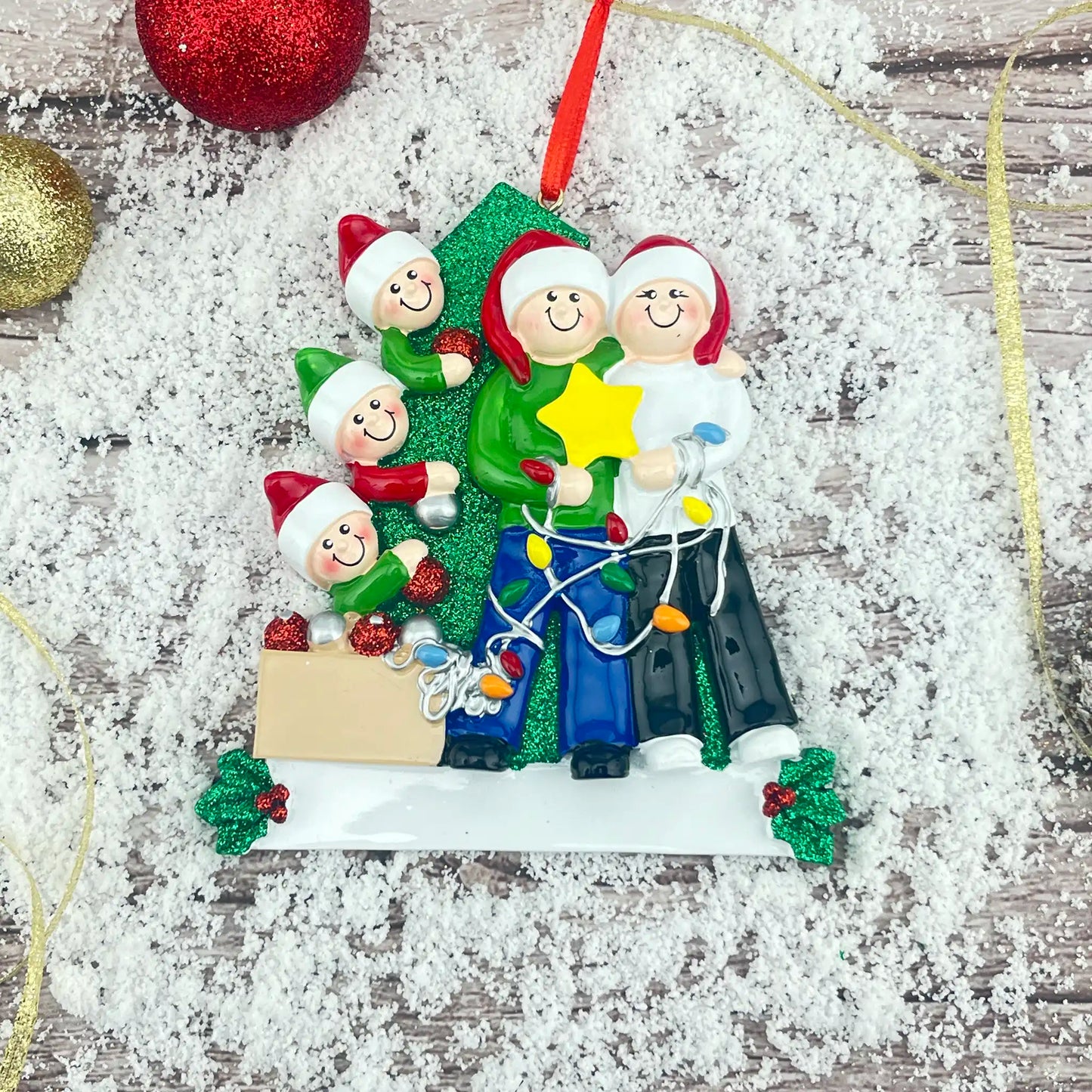 Adorno navideño de la familia de 5 para decorar el árbol 