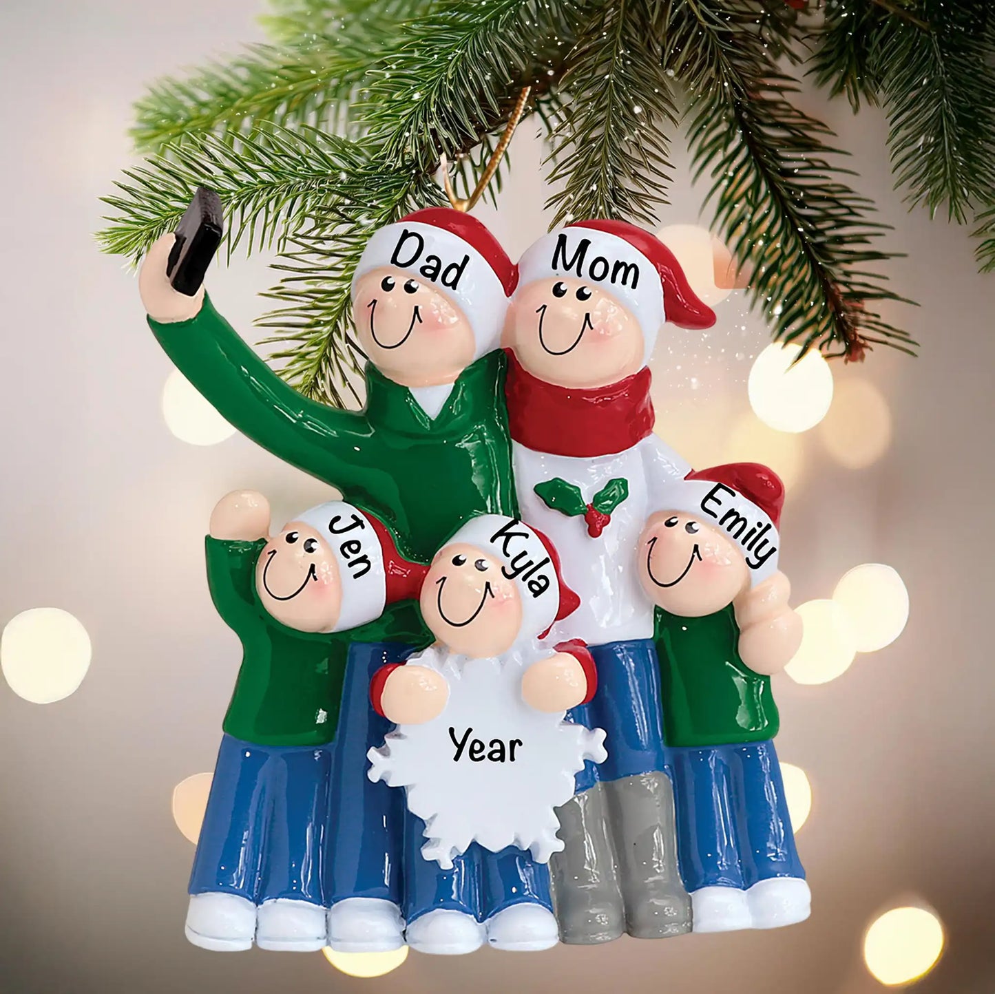 Adorno navideño Selfie Familiar de 5 
