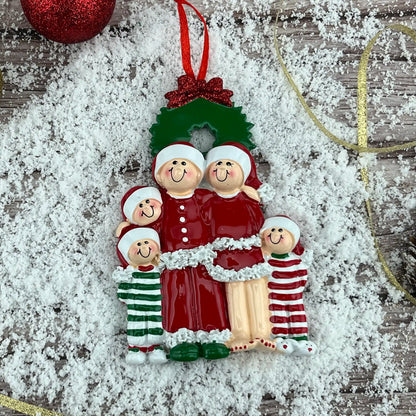 Christmas Pajama Family of 5 Christmas Ornament