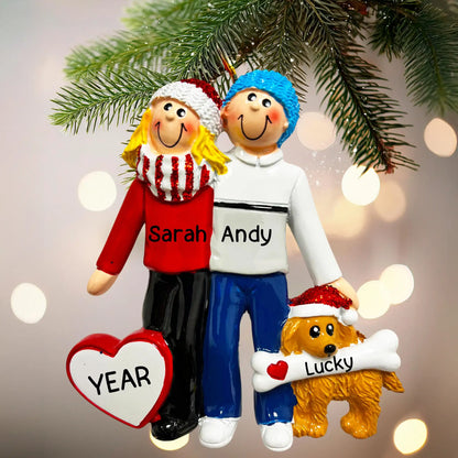 Adorno personalizado de pareja con perro - Rubio