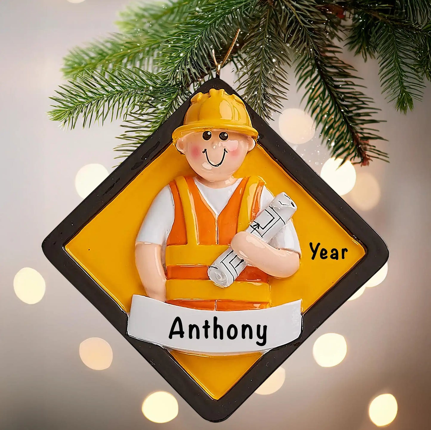 Construction Worker Personalized Ornament