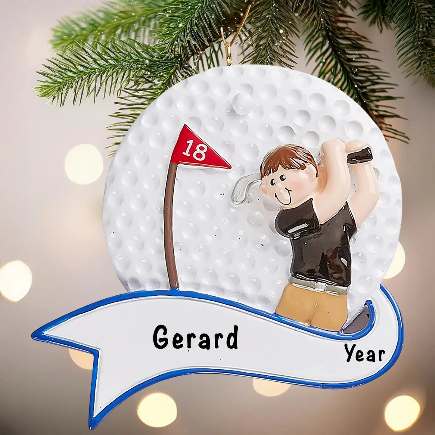 Golfer Swing Guy Christmas Ornament