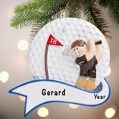 Golfer Swing Guy Christmas Ornament
