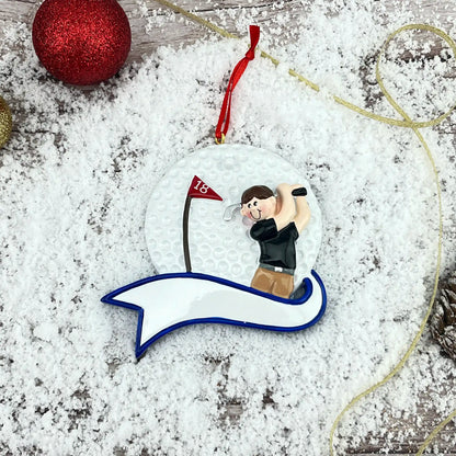 Golfer Swing Guy Christmas Ornament