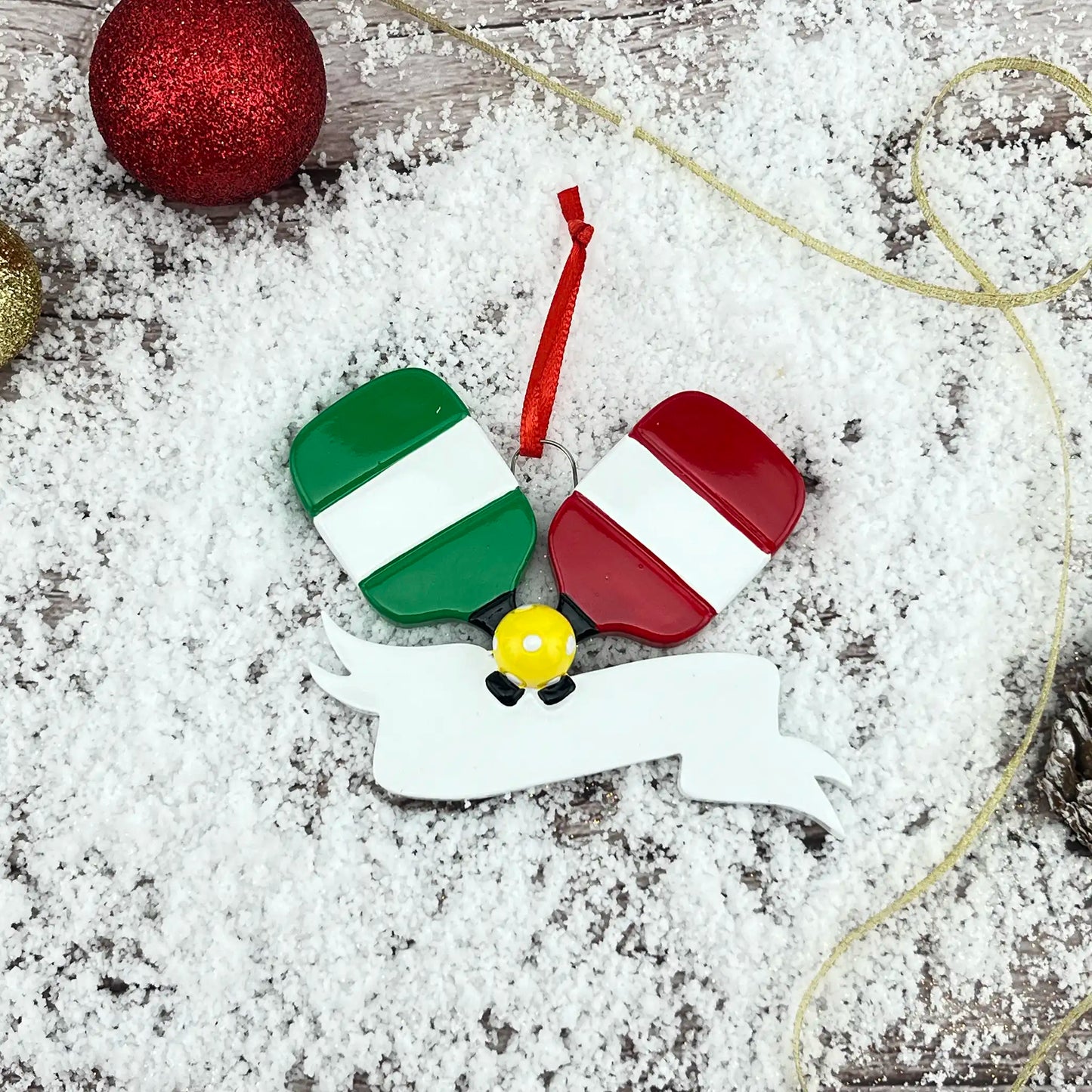 Pickleball Paddles Personalized Ornament - Banner