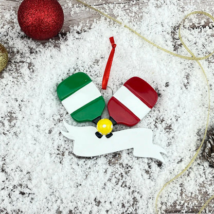 Pickleball Paddles Personalized Ornament - Banner