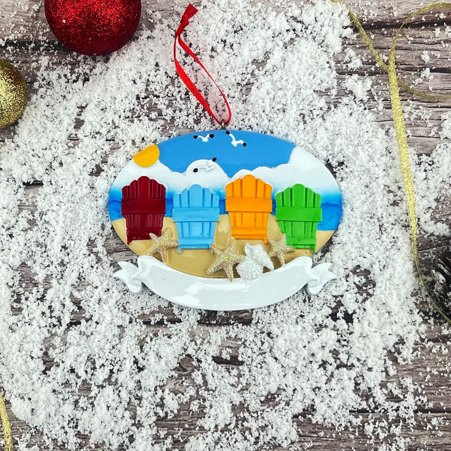 Adorno navideño familiar de 4 miembros de Beach Adirondack